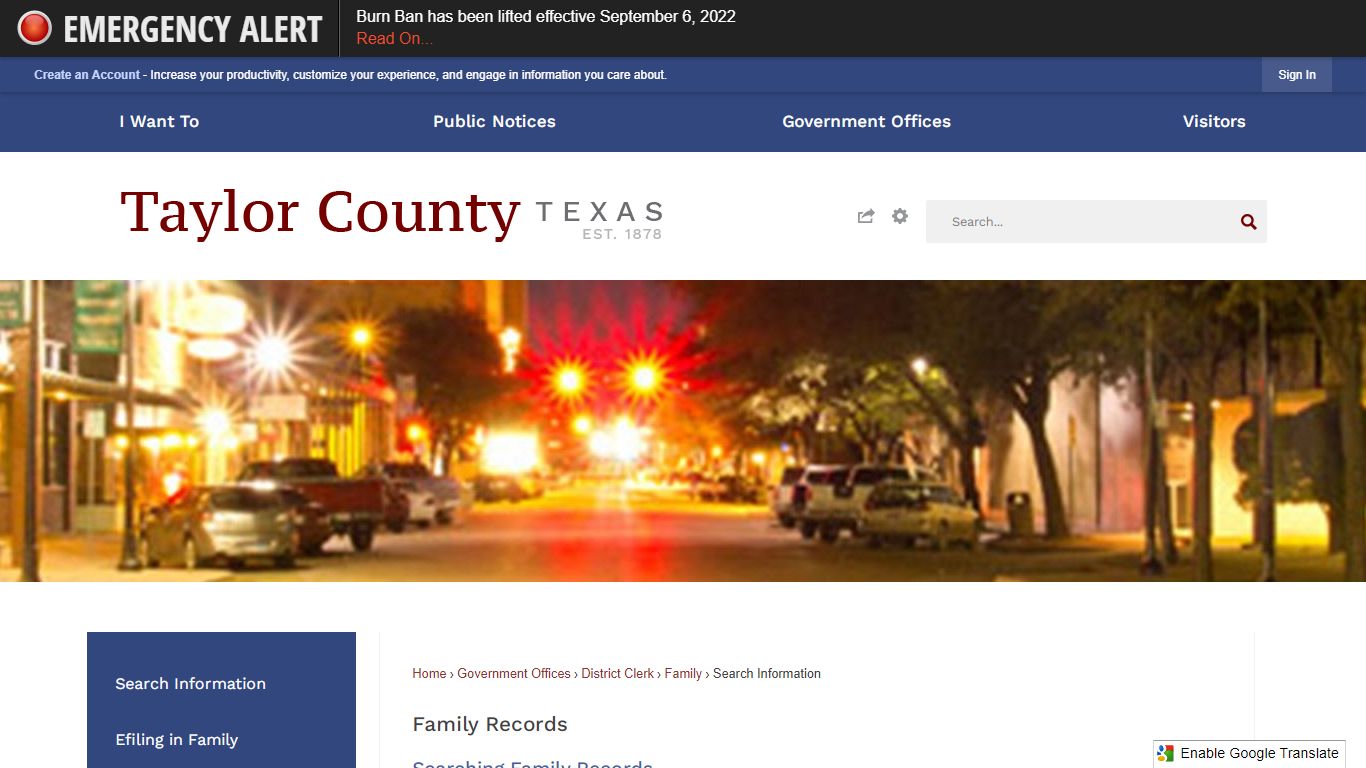 Family Records | Taylor County, TX - Official Website